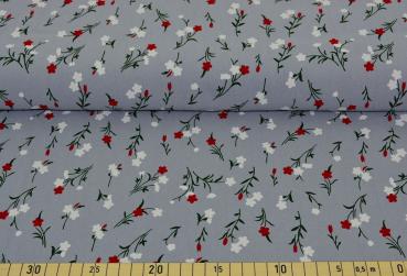 Baumwolle "Melanie" Blumen grau